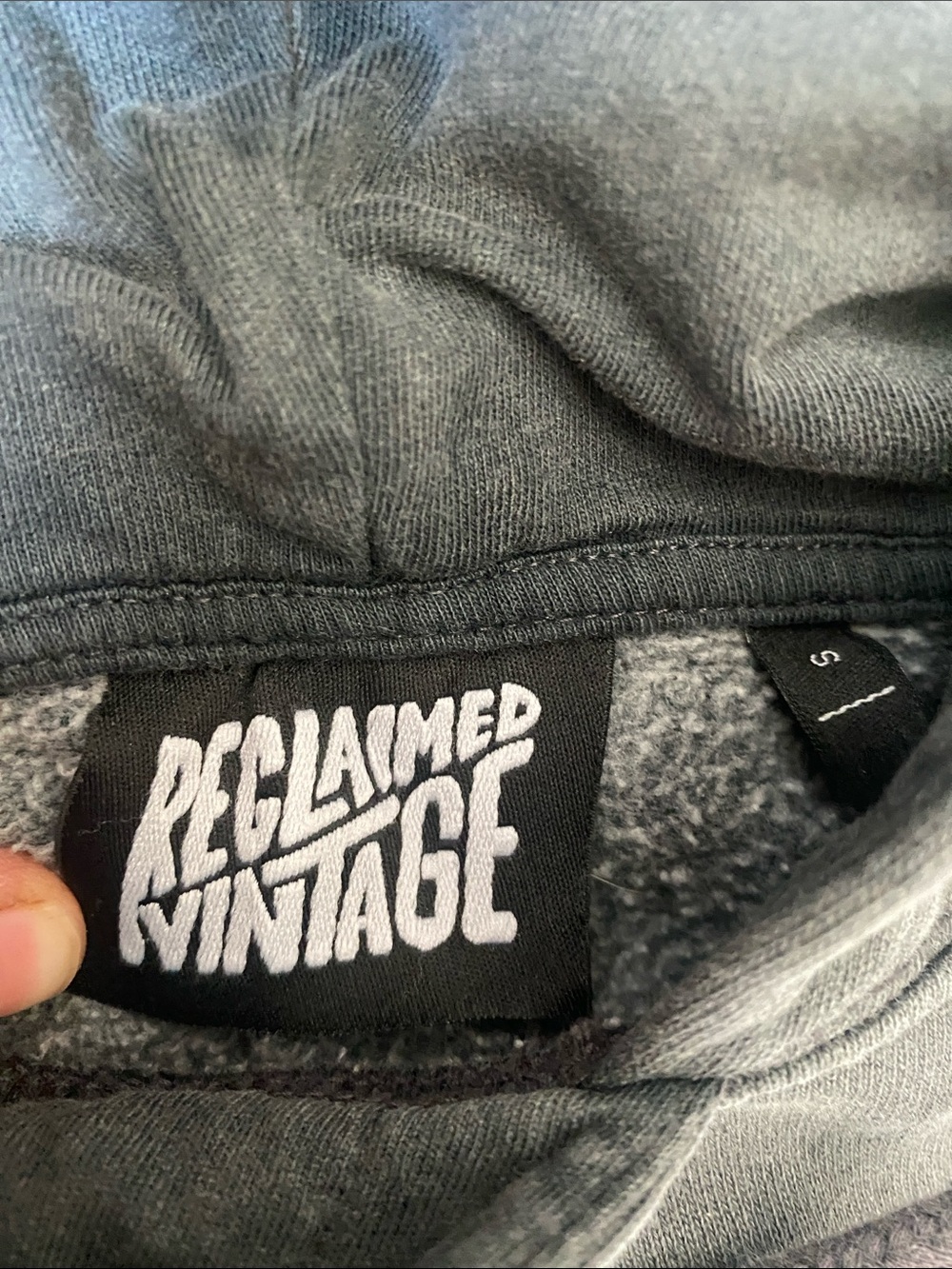 Reclaimed Vintage Gray Pullover Hoodie with White Logo Tag